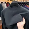 Suéter bestseller transfronteiriço de malha fina anti-bolinhas com gola alta para homens, outono e inverno, cor sólida, pulôver, camada base