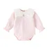 Mameluco para Bebé Estilo Coreano Elegante Ropa para Bebé Niña Dulce Lazo Nudo Body Triangular Manga Larga Regalo para Recién Nacido
