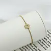 Pulseira Quadrada de Zircônia em Formato de Coração de Aço Inoxidável Europeia e Americana de Luxo Leve para Mulheres, Cor Dourada, Joias de Aço Titânio Não Desbotam Atacado