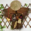 Ropa Marrón de Estilo Antiguo, Impermeable, Sombrero, Sombrero de Paja, Poncho, Chal, Sandalias de Paja, Accesorios de Decoración para Casa de Campo