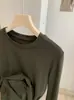 KEKEZOON Forro Polar Cuello Redondo Estilo Básico Color Sólido Manga Larga Capa Interior Capa Base Camiseta Superior 9333