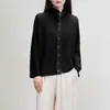 Moda Miyake Reductor de Edad Punto con Solapa para Mujer Otoño 2025 Nuevo Cárdigan de Punto Abotonadura Simple Holgado Chaqueta Corta Top