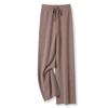 Pantalones anchos de punto de lana para otoño e invierno, pantalones rectos drapeados para mujer, pantalones casuales adelgazantes para exteriores, pantalones sueltos de cintura alta