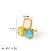 Anillo de Piedra Natural Tricolor Transfronterizo, Estilo de Nicho de Gama Alta, Anillo de Acero de Titanio Dorado de 18 Quilates, Anillo de Acero Inoxidable que No se Desvanece