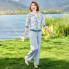 Ropa Exterior Elegante para Mujeres de Mediana Edad y Mayores 2026 Estilo Nuevo Conjunto de Ropa Deportiva Casual de Verano Suelto y Cómodo Estilo Mamá