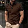 2023 transfronterizo europeo y americano AliExpress nuevo para hombre casual de negocios cuello de polo de manga corta raglán