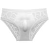 Ropa interior para hombre de comercio exterior transfronterizo, bolsa convexa 3D, letras sexys, seda de hielo translúcida, encaje hueco, calzoncillos finos