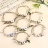 Pulsera de Cerámica Hecha a Mano con Cuentas, Estilo Antiguo Étnico, Flor Incrustada en Piedra, para Mujeres, Estilo a Juego para Novias, Diseño Tejido, Suministro Directo del Fabricante