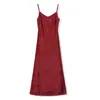 Vestido de Alça de Luxo Leve Estilo Chinês Novo de Alta Qualidade Moda Outono 2026 Design Liso Elegante Vestido Longo Linha A M8127