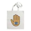 Bolso de Lona Estampado Ojo Turco Azul Bolso de Hombro Bolso Plegable Bolso Tote Bolso de Compras Comercio Exterior