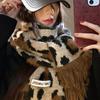 2024 Otoño e Invierno Nuevo Bufanda Leopardo Moda Vintage para Mujer Dulce Cool Viento Milenio Gruesa Cálida a Prueba de Frío Chal Bufanda