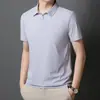 Nova Camisa Polo Masculina Manga Curta Camiseta Masculina Verão Sem Costura Seda Gelada Masculina Respirável Casual Gola Polo Top