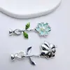 Hebilla de Cabeza Dorada con Forma de Gota de Aceite Incrustada con Perla Natural de Agua Dulce Hebilla de Cabeza con Flor Pequeña Pintada Hebilla de Conexión para Collar Pulsera Accesorios DIY