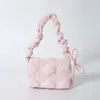 Bolso de Nube Plisado Estilo Coreano, Bolso Cuadrado Pequeño con Solapa Estilo Callejero, Bolso de Chaqueta de Algodón Relleno, Bolso Cruzado de Hombro Burbuja, Versátil y Ligero