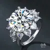 Anel de Moissanita Coração Oceano Esmeralda 10 Quilates Estilo Europeu e Americano Luxo Acessível Girassol Anel de Prata Esterlina S925 para Mulheres