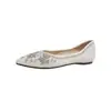 Zapatos Planos de Hada con Pedrería Nuevos de Verano 2026 Zapatos de Boda de Cristal Perla para Dama de Honor Zapatos Individuales para Mujer Suela Suave Punta Cuadrada Baja