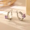 Pendientes Morados de Zirconia Brillante de la Región Miao Moda de Alta Gama Exquisitos Pendientes Nobles para Mujer Frescos Versátiles Pendientes de Botón con Temperamento