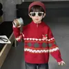 0287 Suéter para Niños Otoño e Invierno Nuevo Estilo Suéter Rojo de Navidad para Niños Camiseta Interior de Invierno para Niños