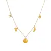 Moderna cadena para la clavícula de la serie oceánica más vendida transfronteriza, colgante de concha y estrella de mar chapado en oro de acero inoxidable, collar accesorio versátil