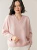 Suéter de Cachemir Grueso de Tres Hilos con Cuello en V para Mujer, Suéter Holgado con Efecto Adelgazante, Suéter de Punto de Cachemir para Otoño e Invierno con Top Interior