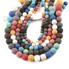 Pedra Vulcânica Aromaterapia Colorida Furo Reto Contas Redondas DIY Pulseira Colar Feito à Mão Joias com Contas Material Acessórios Pequenos