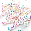Acrílico Colorido Cuadrado Letra Inglesa Cuentas Espaciadoras con Cuentas Pulsera DIY Collar Llavero Cuentas Sueltas Accesorios de Joyería