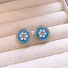 Pendientes de Plata con Aguja Estilo Retro Francés con Goteo de Aceite Calados Hojas Perlas Pendientes de Nicho de Gama Alta Pendientes Sencillos de Moda para Mujer