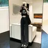 Jeans Rectos de Cintura Alta Simples para Mujer, Nuevo Estilo Primavera y Otoño, Sueltos y con Caída, Jeans de Pierna Ancha de Moda hasta el Suelo