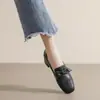 Sapatos Femininos de Couro Genuíno 2026 Outono Estilo Britânico Preto Solado Macio Meia-Salto Mocassins Sapatos de Trabalho Confortáveis