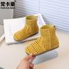 Botines de Verano Estilo Nuevo Calados Zapatos Infantiles Transpirables Botas de Moda Sandalias Romanas para Niñas Sandalias Versátiles de Moda para Niños