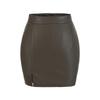Falda de PU estilo europeo y americano, Otoño e Invierno Nuevo Look Adelgazante de Alta Elasticidad Anti-Exposición Falda Sexy Ajustada a las Caderas Falda Línea A