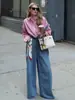 Jeans Anchos Sueltos Transfronterizos Estilo Europeo y Americano Otoño 2025 Nuevos Pantalones Rectos Largos Hasta el Suelo Jeans de Algodón Puro para Mujer