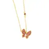 Corrente de Clavícula de Ouro de Areia Vietnamita Transfronteiriça Colar Borboleta de Zircônio Rosa Mais Vendido Joia Feminina Duradoura Atacado