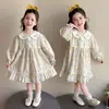 Vestido Bordado con Cuello Floral para Niña, Moda Nueva Primavera y Otoño 2026, Vestido de Princesa Elegante para Niña Pequeña