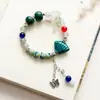 Joia Personalizada de Cerâmica Jingdezhen Nova Moda Pulseira de Contas com Esmalte de Flores Coloridas Estilo Étnico Casual Pulseira de Estudante