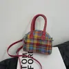 Diseño de Nicho Estilo Americano Vintage Bolso Cruzado Cuadros Portátil Moda Bolso de Mano con Carcasa Estilo Coreano PU Texturizado Bolso de Hombro