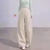 7501 Pantalones de Maternidad de Otoño Nuevos No Constrictores Barriga Pierna Curva Pantalones Casuales Pierna Recta Sueltos Pantalones de Pierna Ancha con Cordón