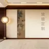 Paneles de Pared Estéticos de la Dinastía Song Nuevo Estilo Chino Sala de Estar Pared de Fondo de TV Tablero de Cristal de Carbono Entrada Sofá Dormitorio Mesita de Noche Paneles de Hebilla