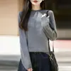 Outono Inverno 2026 Simples Gola Redonda Casual Quente Manga Longa Camada Base Top Suéter de Tricô Feminino Peça Única Sem Costura Top para Usar por Baixo