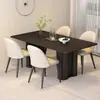 Mesa de Comedor de Losa de Roca Negra Pura Nueva Italiana de Alta Gama Moderna Minimalista para Hogar 2024 Mesa de Comedor Rectangular para Apartamento Pequeño