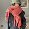 Chal Monocromático de Invierno de Felpa Liso Estilo Perezoso Color Sólido Mohair Grande de Lana Cálida Bufanda Estilo Estudiante Transfronterizo