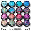 Lentejuelas redondas de 3 mm para uñas, brillo láser, parche de punto, brillo para uñas, decoraciones mixtas, material epoxi hecho a mano