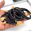 Accesorios para el Cabello Estilo Coreano Cuerda para el Cabello de Nylon Alta Elasticidad Banda para la Cabeza sin Costuras Funda Clásica de Cuero Negro Banda Elástica para Cola de Caballo