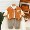 Conjunto de Uniforme de Béisbol para Niños Nuevo Estilo Otoño e Invierno Estilo Coreano Personalizado Deportivo Más Terciopelo Conjunto de Tres Piezas para Niños y Niñas Moderno al Por Mayor