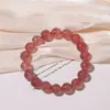 Pulseira de Cristal de Morango Natural Transfronteiriça para Mulheres, Pulseira de Cristal Rosa Tipo Gelo de Círculo Único, Joias Femininas, Dropshipping para Transmissão ao Vivo Atacado