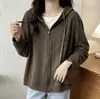 Especial 200 jin talla grande otoño nuevo estilo coreano estilo perezoso con capucha top de dos piezas falsas sudadera casual 1109