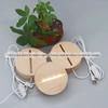 Base Luminosa Redonda de Madeira Maciça Plug-in USB Luz Noturna 3D Suporte de Lâmpada LED Base de Iluminação Base Acrílica