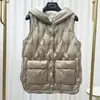 Chaleco de Plumas Doble Cara para Mujer Corto 2024 Invierno Nuevo Pluma de Pato Blanca Ropa de Abrigo Moda Elegante Cálido Chaleco con Capucha