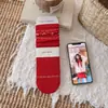 Calcetines Rojos de Año Nuevo para Niñas y Mujeres, Calcetines de Media Pantorrilla Otoño/Invierno con Lazos Blancos y Rojos, Calcetines de Volantes Sin Costuras para Mujeres, Calcetines del Zodiaco del Año de la Oveja para Mujeres