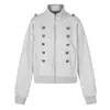 Cárdigan retro estilo court con cuello alto, unisex, con un diseño cruzado de alta gama y moderno, de corte corto y un favorecedor corte en los hombros